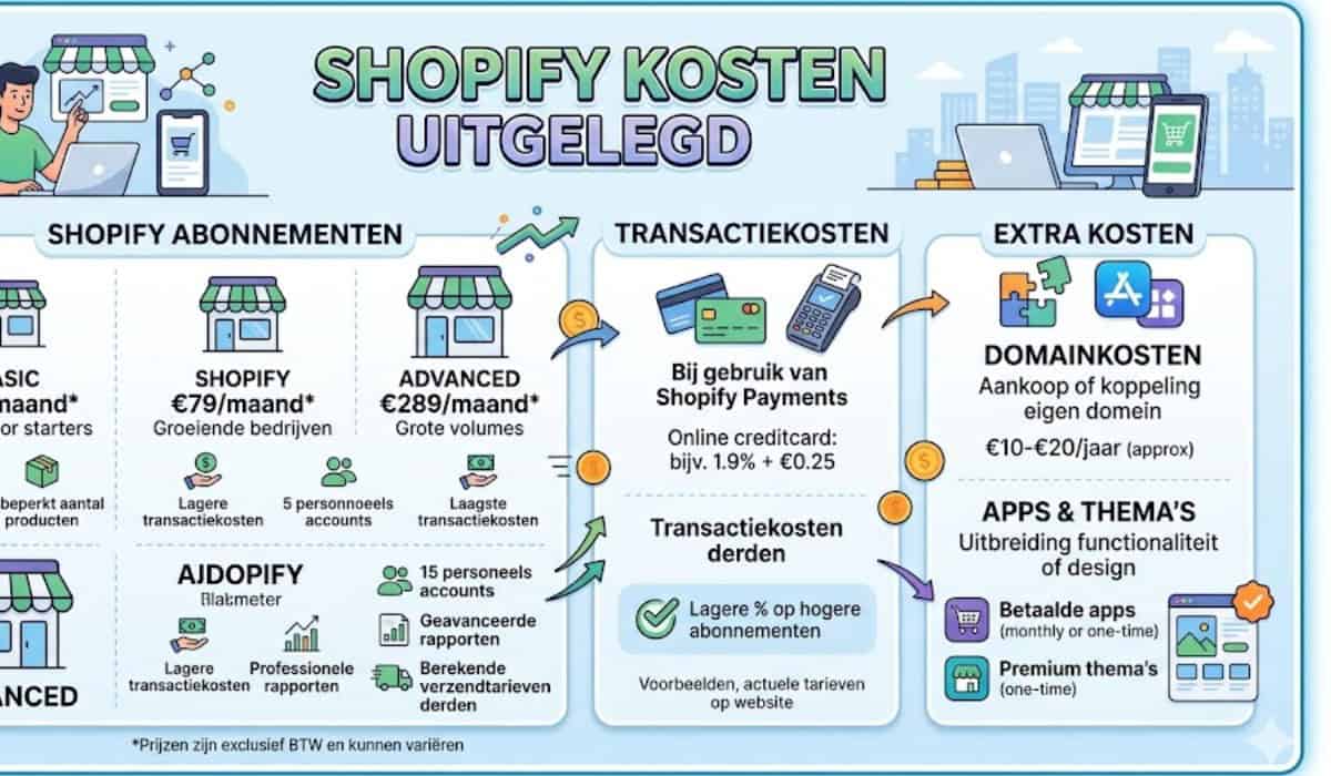 Shopify kosten uitgelegd: prijzen, abonnementen en extra kosten